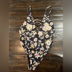 Billabong floral crisscross one piece swimsuit